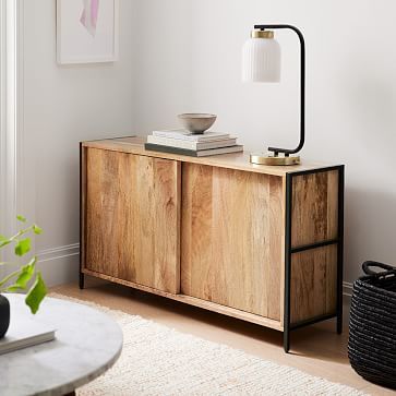 Industrial Storage Shallow Media Console | West Elm (US)
