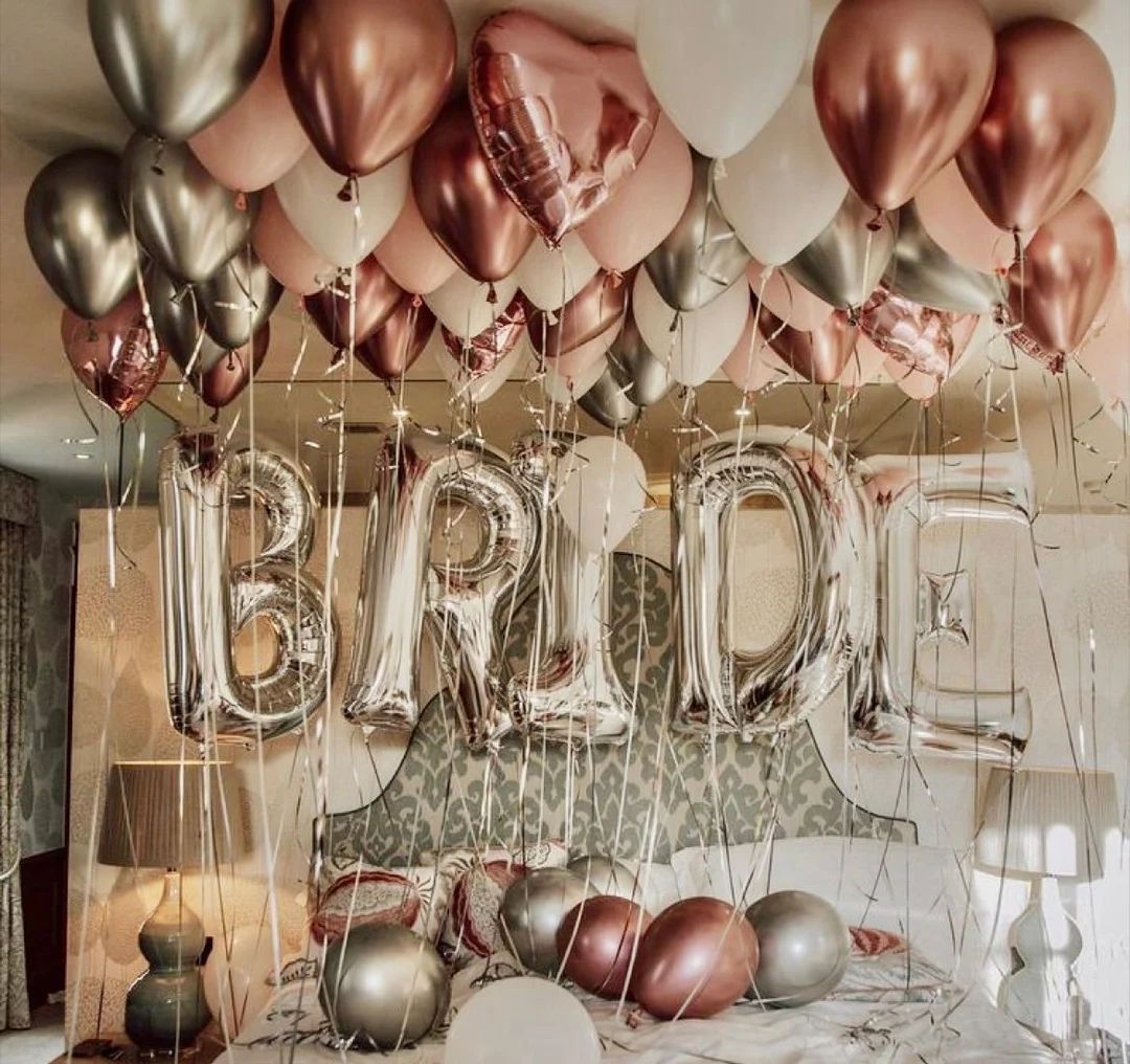 BRIDE BALLOON KIT, Bach Party Decor, Word Balloons, Maximalist Bachelorette Metallic Balloon Funn... | Etsy (US)