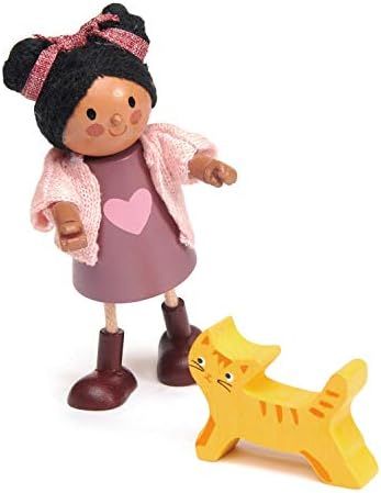 Amazon.com: Tender Leaf Toys - Ayana and Her Cat - Wooden Action Figure Dollhouse Miniatures Doll... | Amazon (US)