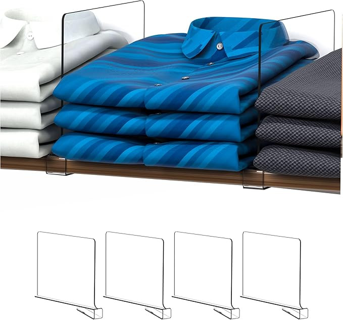 Clear Acrylic Shelf Dividers for Closets - Organizer for Wood Shelves, Clothing and Purses Separa... | Amazon (CA)