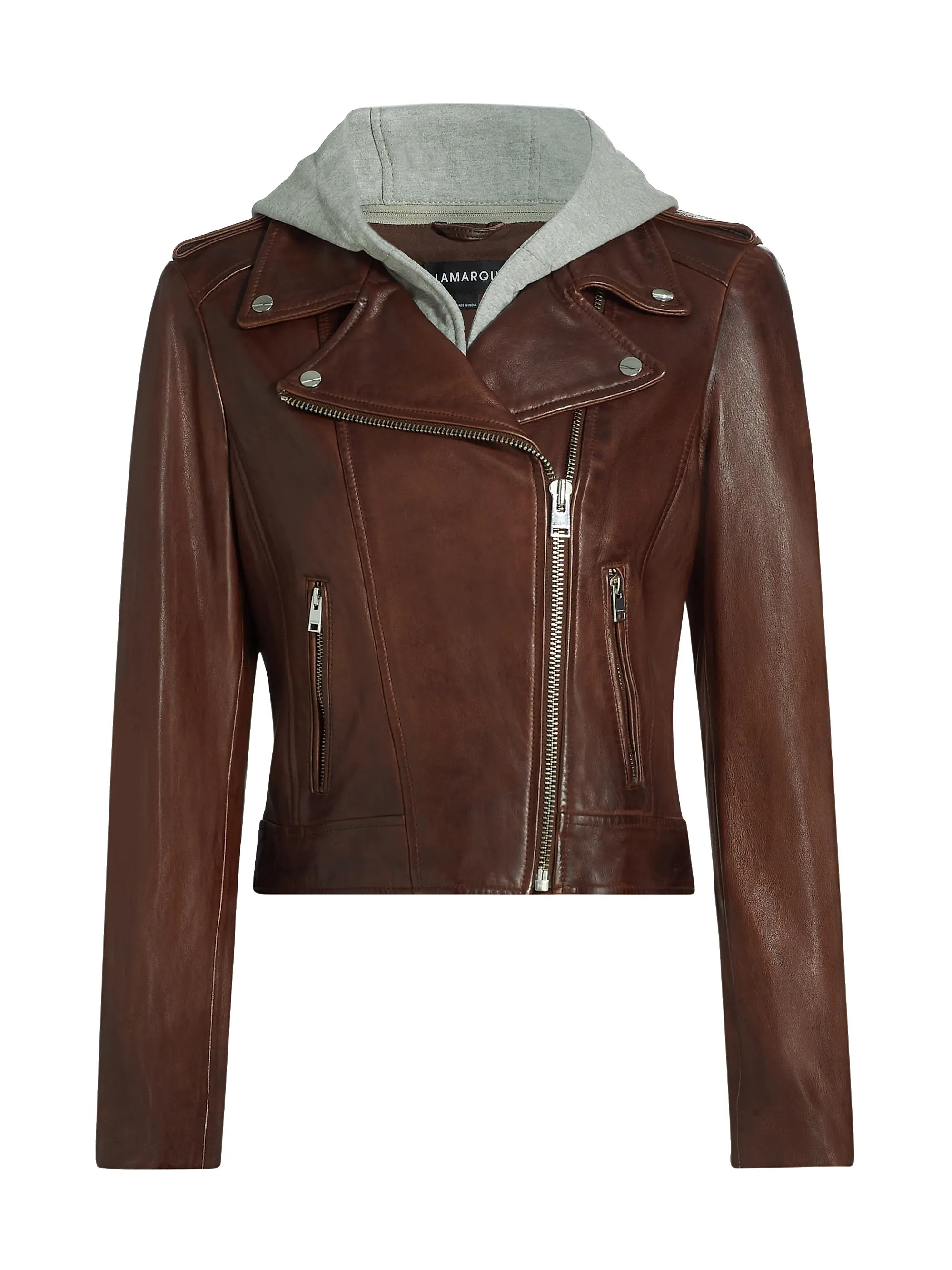 LamarqueHoly Leather Hooded Biker Jacket | Saks Fifth Avenue