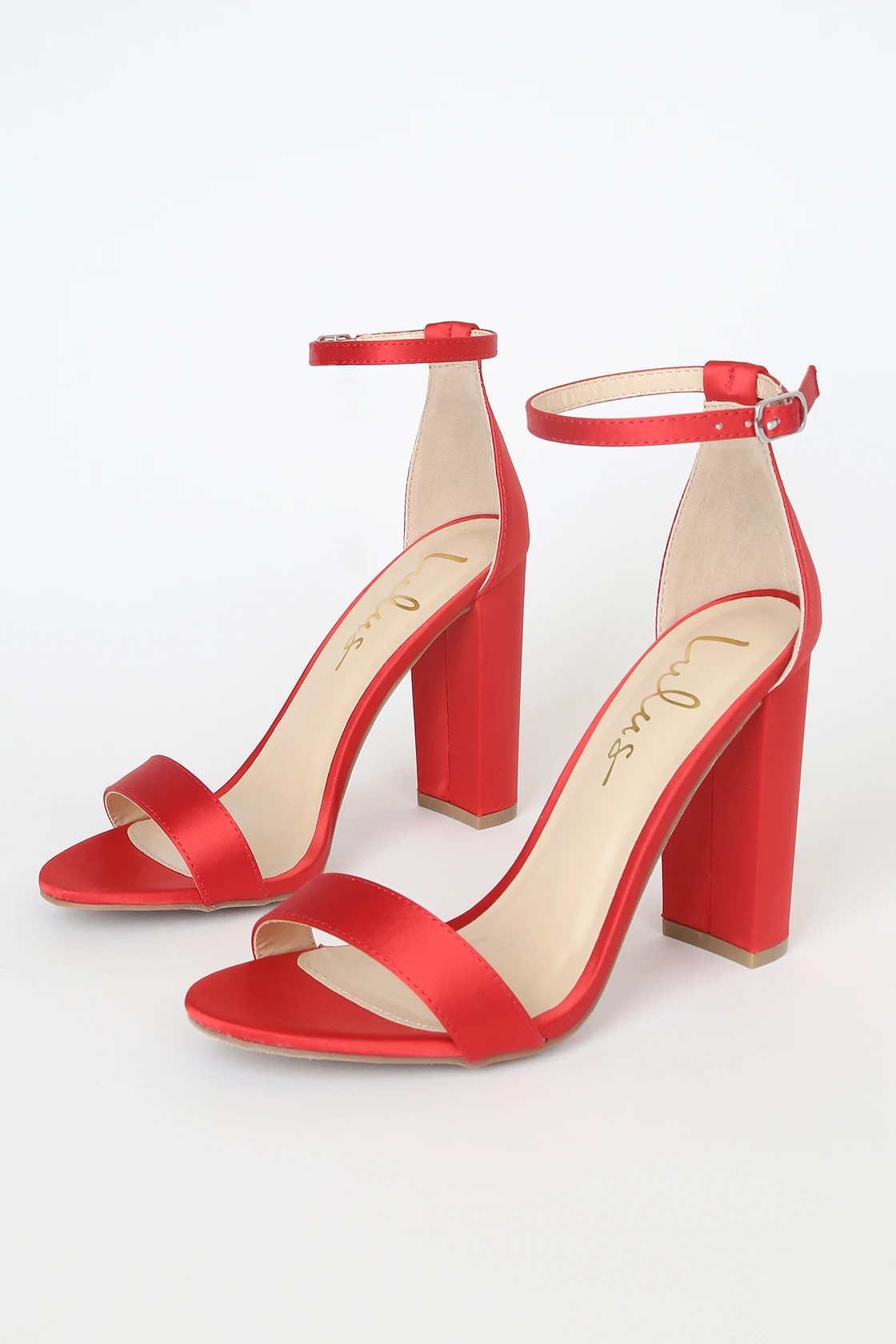 Taylor Red Satin Ankle Strap Heels | Lulus (US)