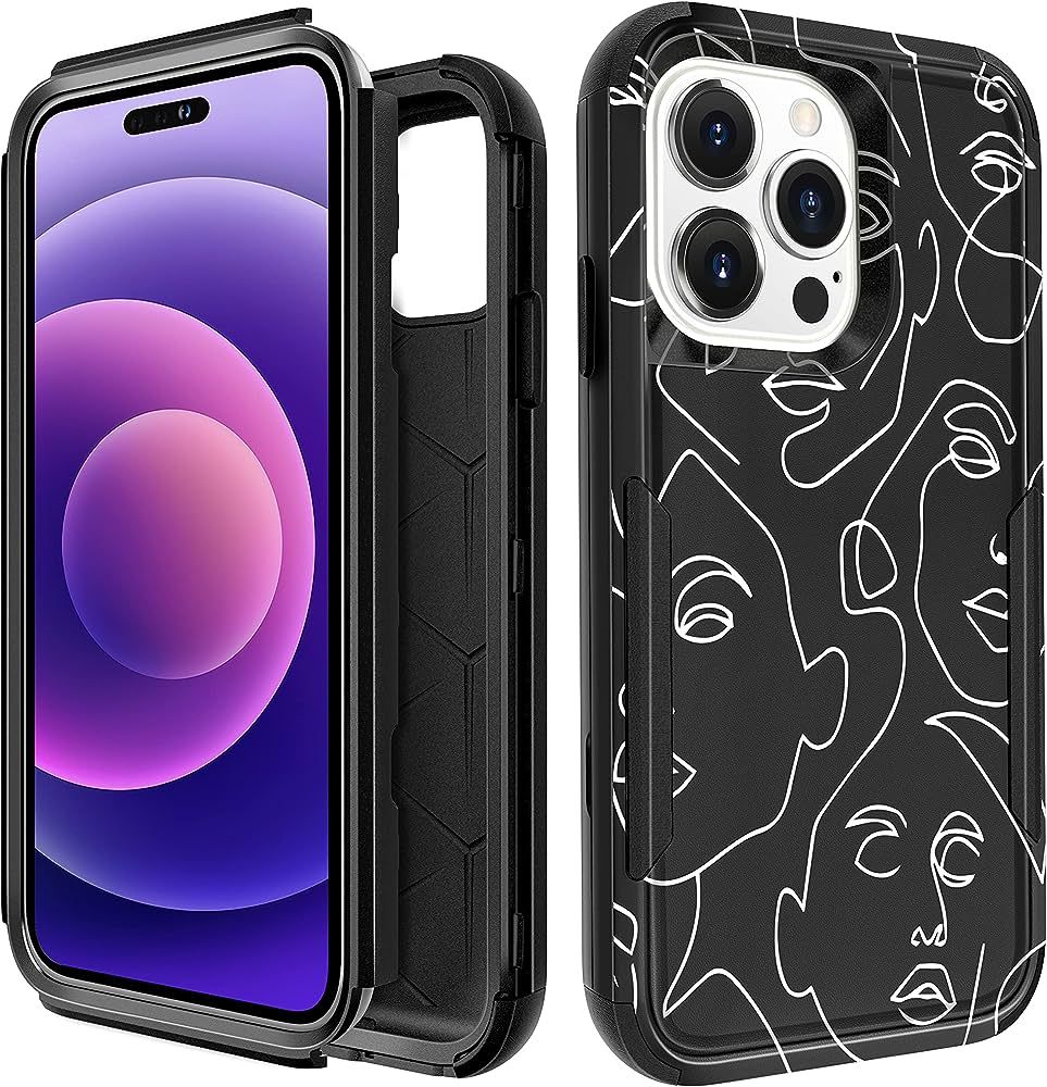 Plakill for iPhone 14 Pro Max Heavy Duty Case Protective Abstract Art Line Designer Drop Tested C... | Amazon (US)