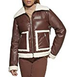 Levi's Women's Breanna Fur Puffer Jacket (Standard & Plus Sizes), Brown Faux Leather Sherpa Pocket, Small | Amazon (US)