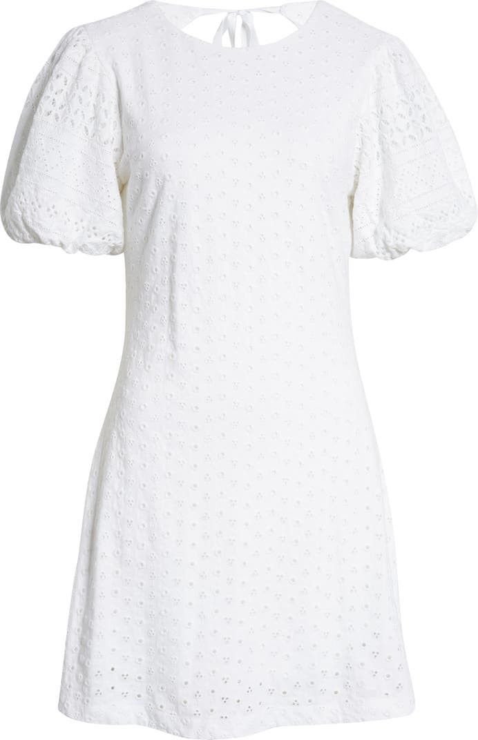 Apricot Rose Puff Sleeve Eyelet Dress - Free People - White Dress | Nordstrom
