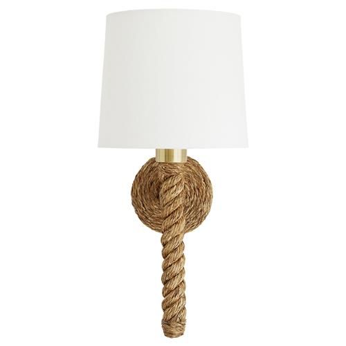 Arteriors Douglas Coastal Beach Natural Jute Rope Accent Brass Sconce | Kathy Kuo Home