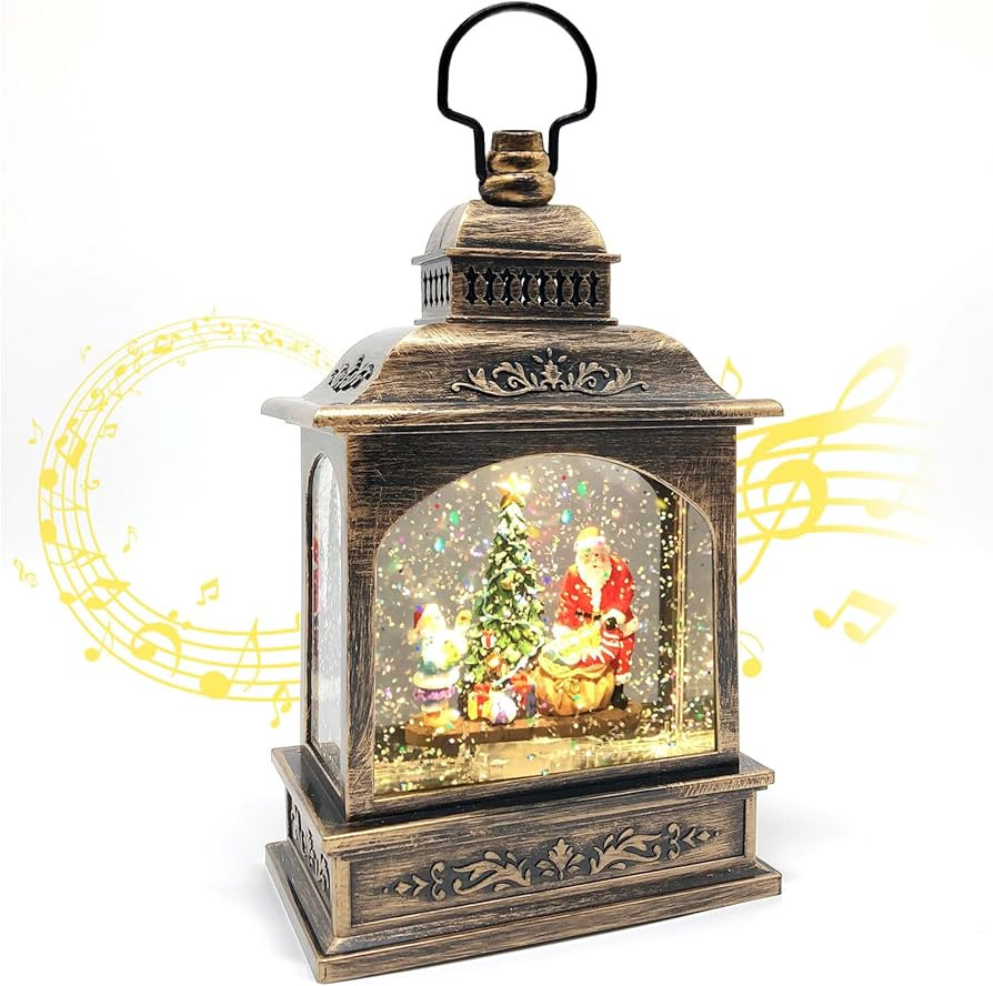 Christmas Snow Globe Lantern Musical with 6H Timer,Stars Projection,Santa Christmas Tree Lighted ... | Amazon (US)