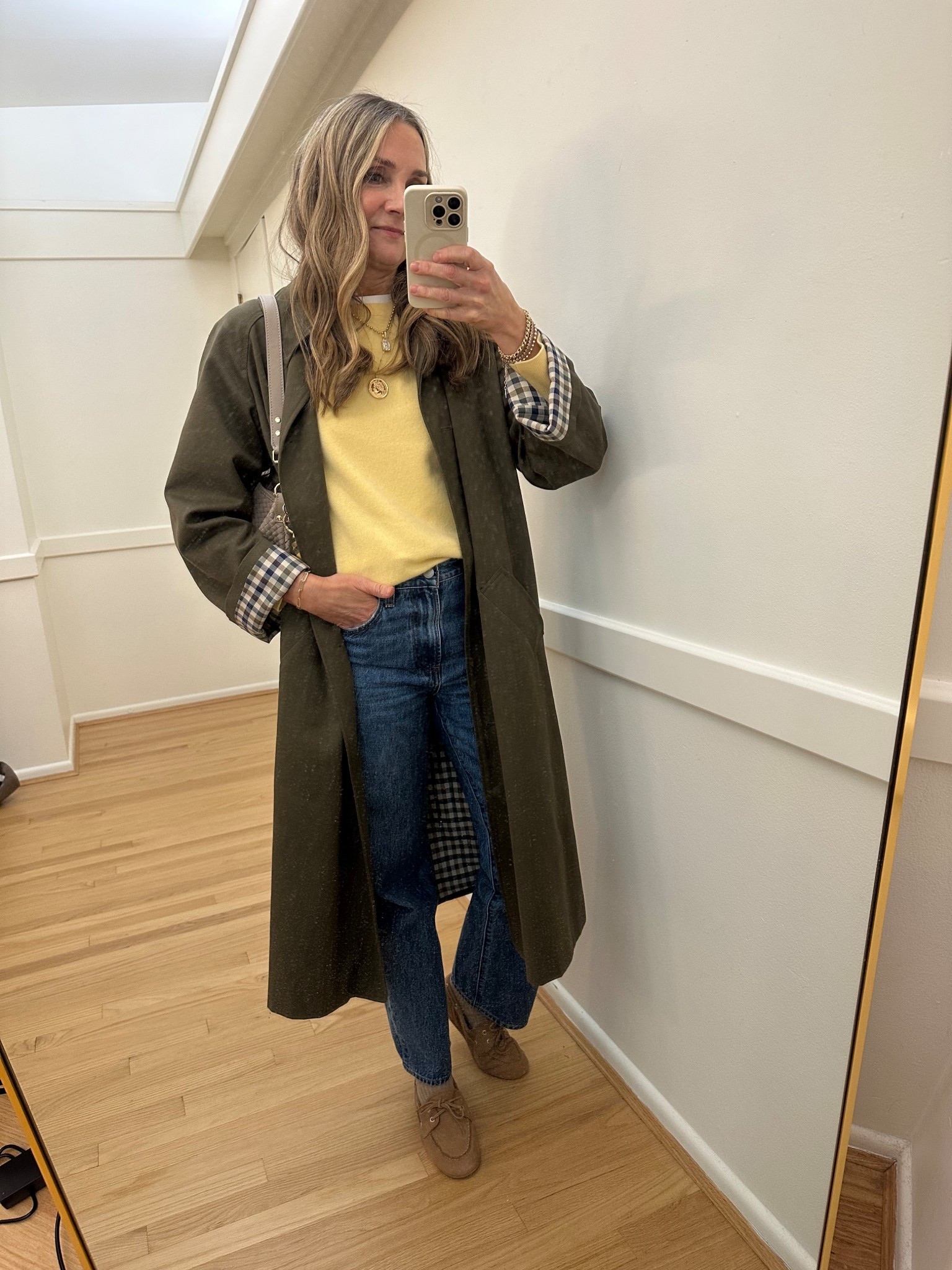 Rainy day spring outfit!

Sezane trench, quince yellow cashmere sweater, Aritzia Marlo jeans, Sperry boat shoes  

#LTKgrwm #LTKOver40 #LTKootd