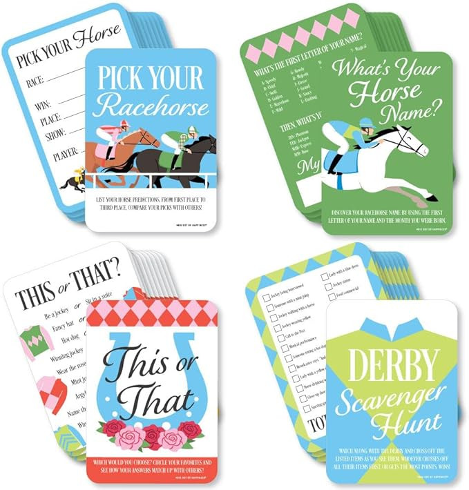 Big Dot of Happiness Derby Horse Race Game Bundle Pack, 4 Different Kentucky Party Activities (10... | Amazon (US)