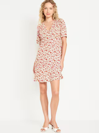 Button-Down Crepe Mini Dress | Old Navy (US)