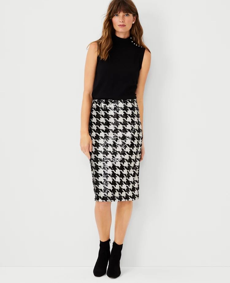 Sequin Houndstooth Pencil Skirt | Ann Taylor (US)