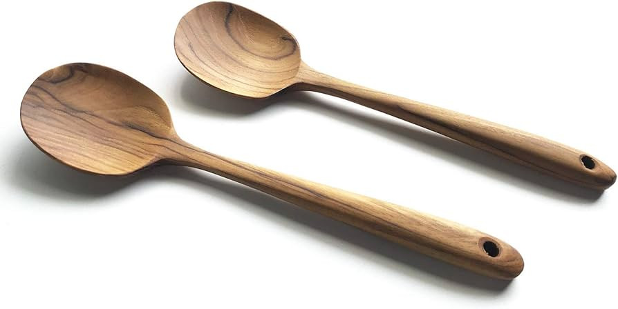 FAAY 2 Teak Serving Spoons, 9.5 Inches Wooden Spoon, Salad Servers, Handcrafted from High Moist R... | Amazon (US)