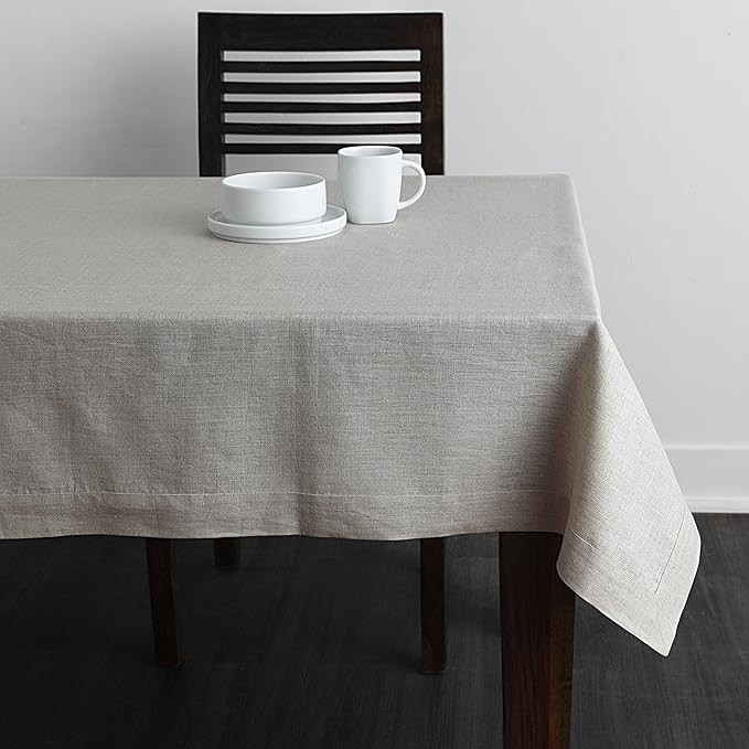 Solino Home 100% Pure Linen Tablecloth - 60 x 108 Inch Natural, Natural Fabric, European Flax - A... | Amazon (US)