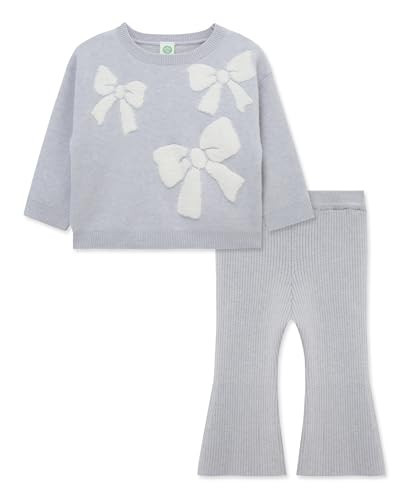 Little Me Clothes for Baby Girls' Bow Knit Flare Leg Sweater Set, Grey, 2 Toddler | Amazon (US)