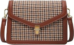 Crossbody Bag For Women Plaid Pattern Pu Leather Vintage Look Designer Small Handbags Messenger S... | Amazon (US)