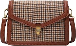Crossbody Bag For Women Plaid Pattern Pu Leather Vintage Look Designer Small Handbags Messenger S... | Amazon (US)