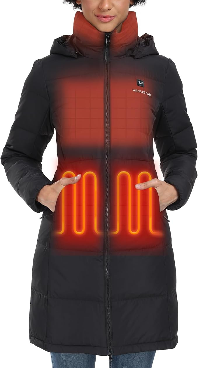 Venustas Women's Recycled Down Heated Jacket with Battery Pack, Winter Heated Puffer Coat with De... | Amazon (US)