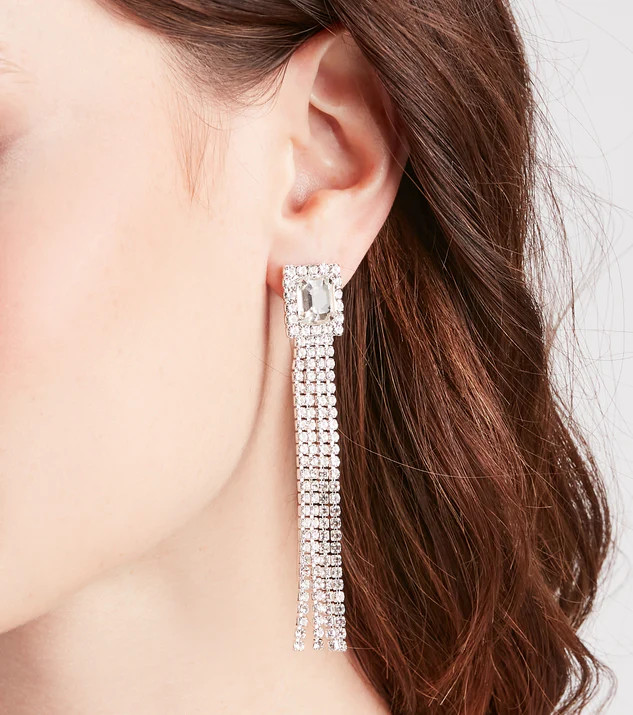 Glamorous Night Rhinestone Fringe Earrings | Windsor Stores