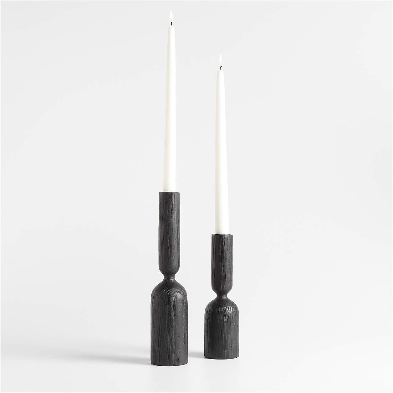 Asker Black Wood Taper Candle Holder 11" + Reviews | Crate & Barrel | Crate & Barrel