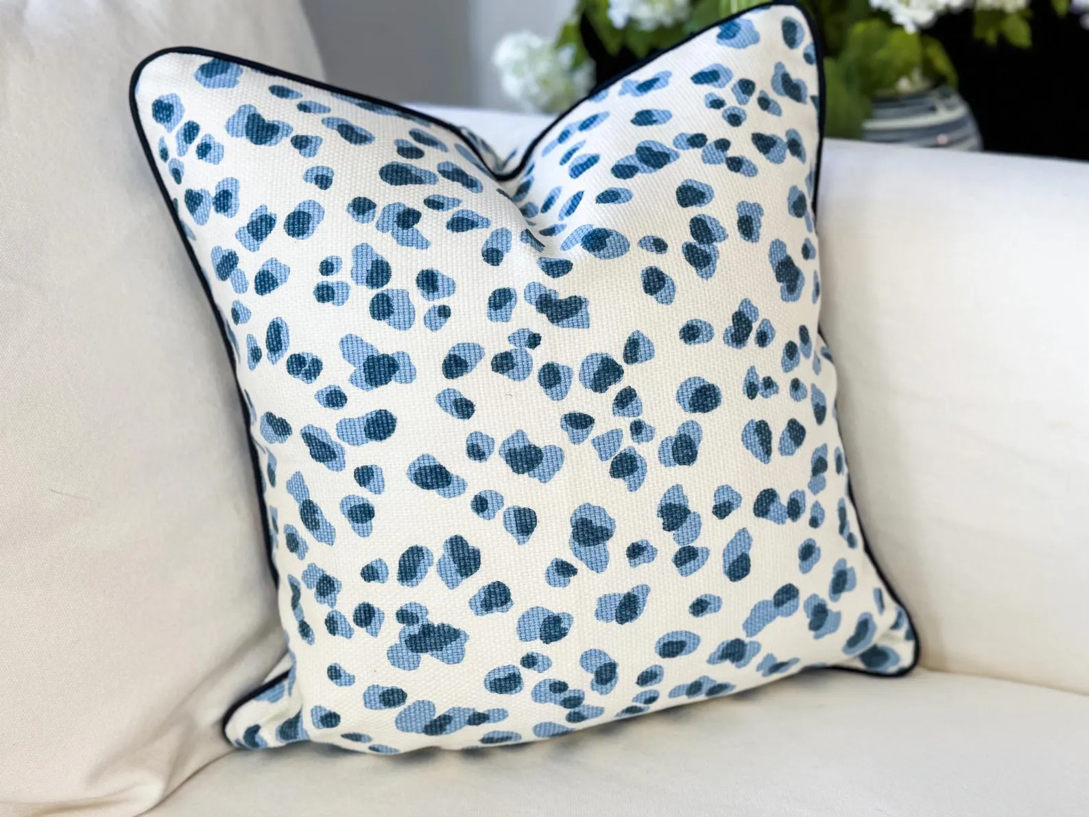 Ballard Mira Blue Leopard Print Pillow Cover - Grandmillennial Decor - Etsy | Etsy (Global)