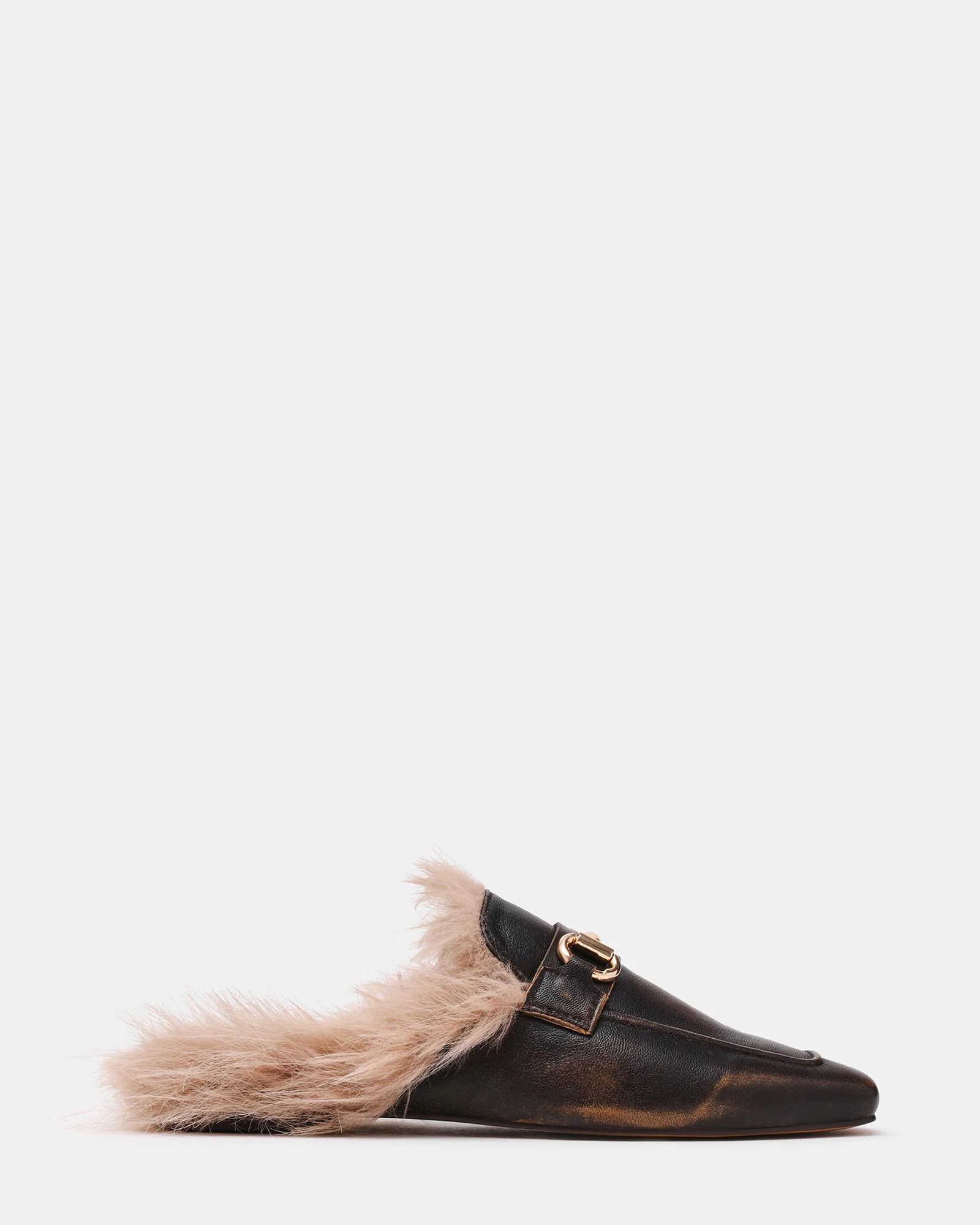 Steve Madden Women's Romeo Faux Fur Brown Slip-On Flats - Brown Tan - Size 9.5 - Leather | Steve Madden (US)