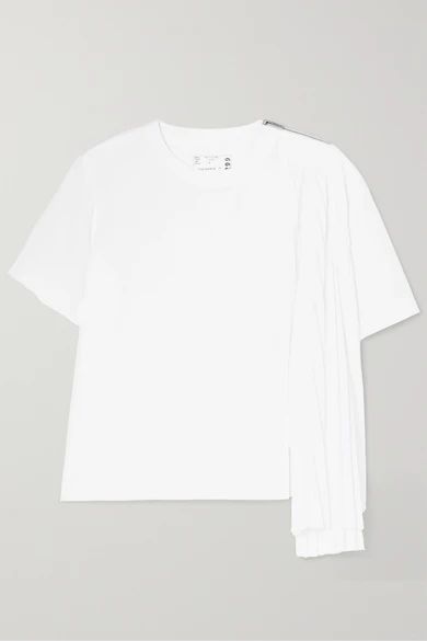 Asymmetric pleated poplin T-shirt | NET-A-PORTER (US)