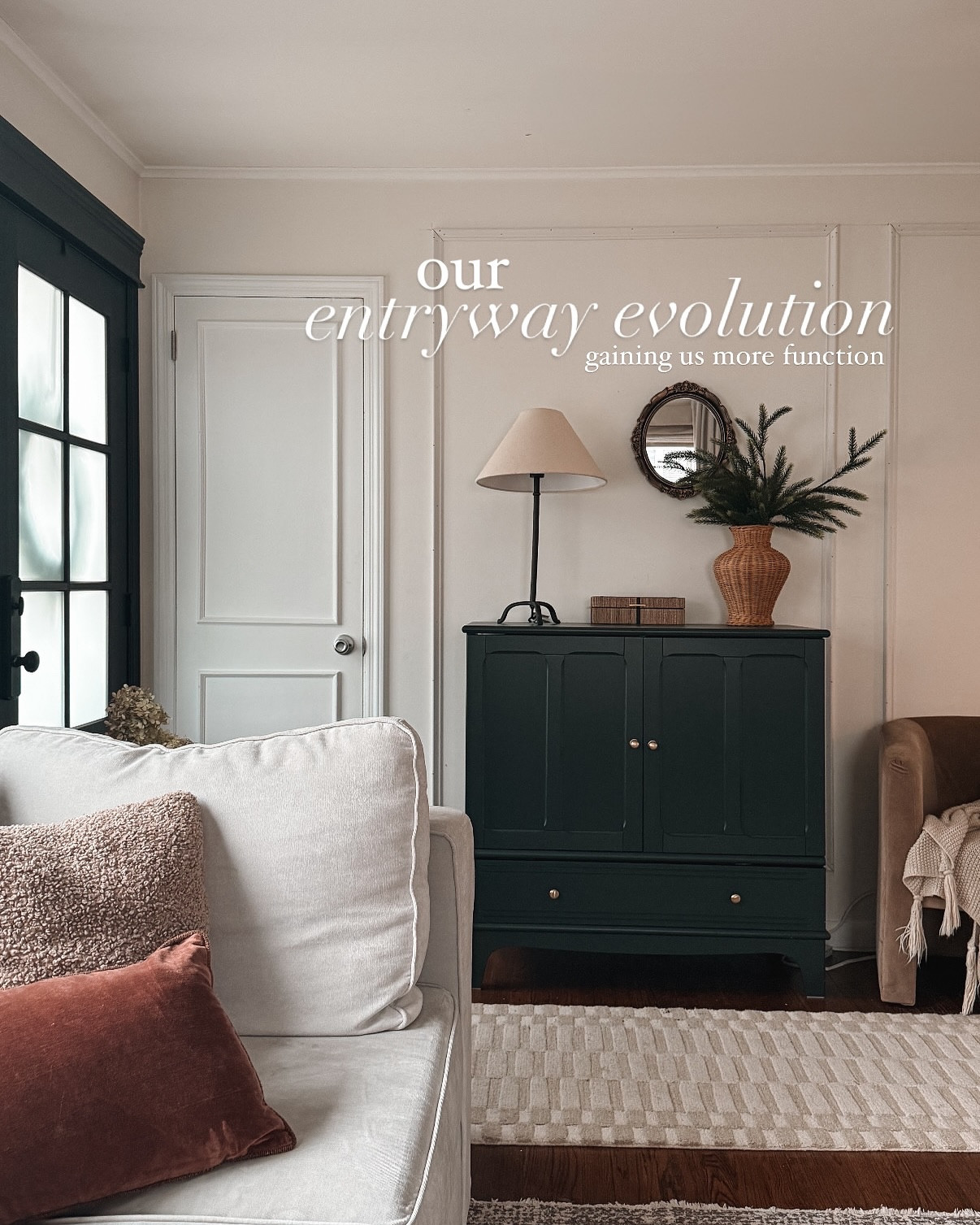 scroll for the evolution of our entryway since 2021.. it’s fun to see my style evolve & how I took it from just decorative to fully functioning for our family! see my story highlight entryway for sources & details. 
#entryway #entrywaydecor #modernvintage

#LTKHome