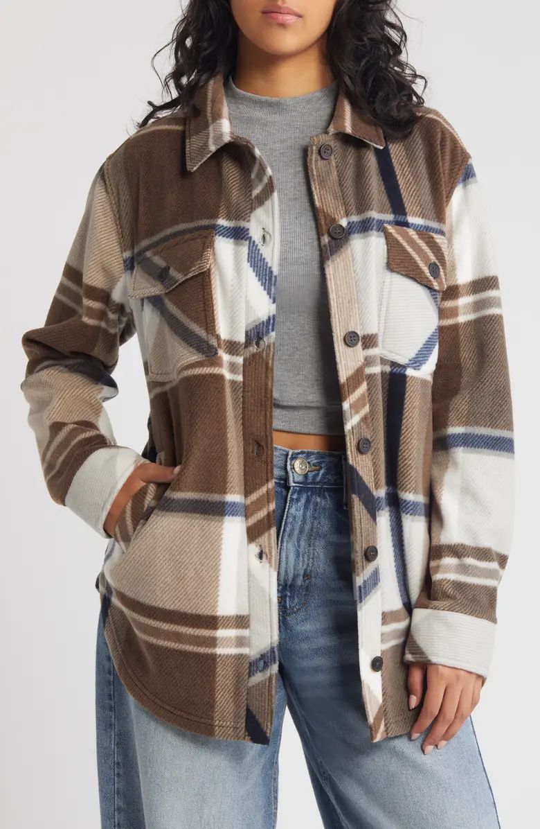 Thread & Supply Plaid Polar Fleece Shacket | Nordstrom | Nordstrom