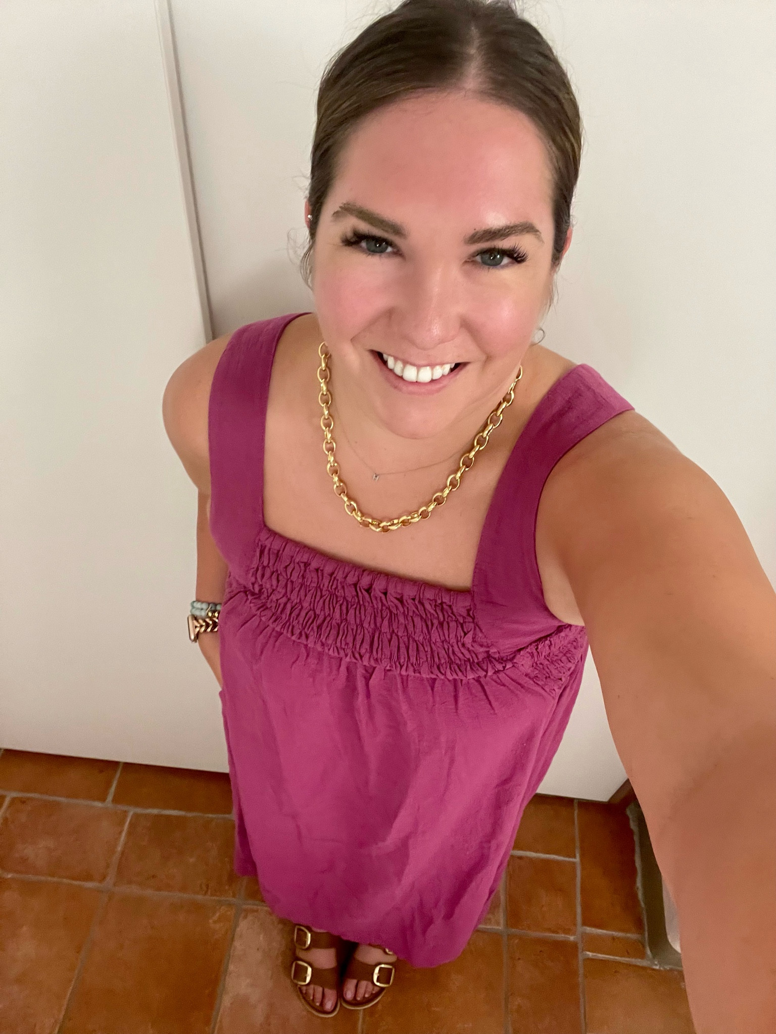My outfit for the first night in the countryside in Tuscany. Sundresses were perfect for the warmer evenings and sitting outside. I loved the bright color of this dress and kept all my accessories very simple with studs and a gold chain  

#LTKeurope #LTKSeasonal #LTKtravel