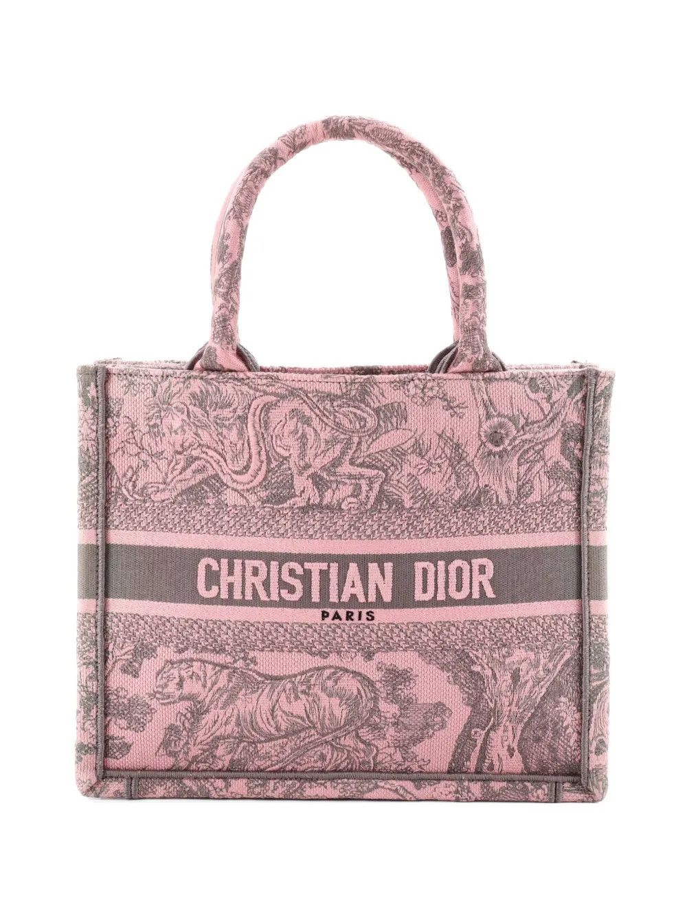 Christian Dior Pre-Owned Book Embroidered Canvas Small tote bag - Pink | Farfetch Global