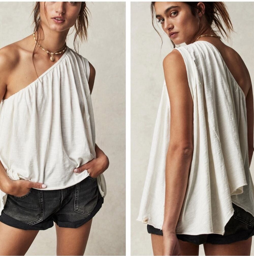 NWOT Free People We The Free Spring Break One Shoulder Top White Large | Poshmark