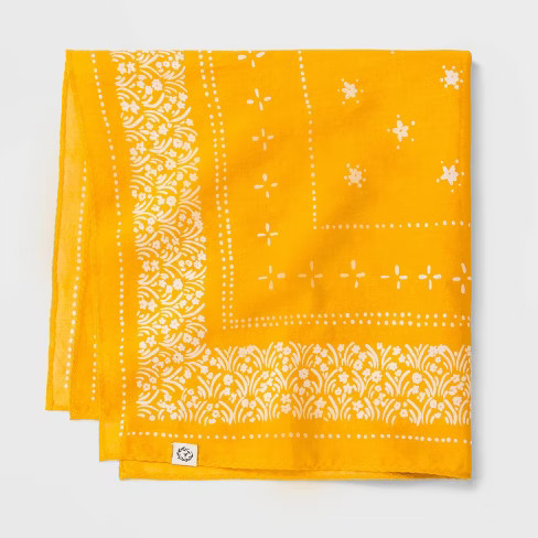 Women's Floral Woven Print Bandana - Universal Thread™ Yellow One Size | Target
