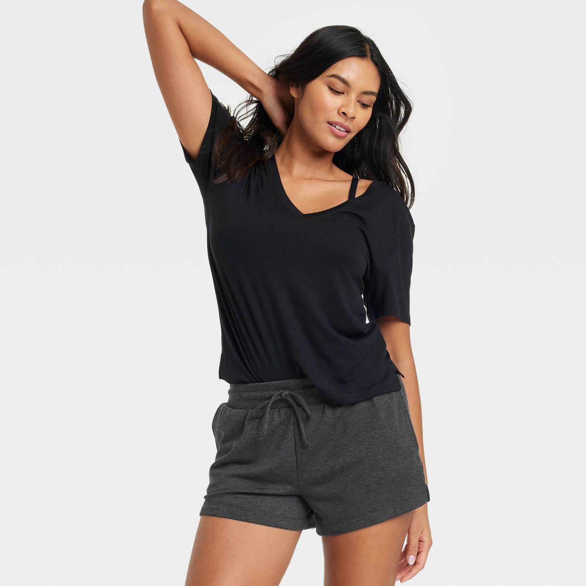 Women's Beautifully Soft Fleece Lounge Shorts - Stars Above™ Dark Gray XS | Target