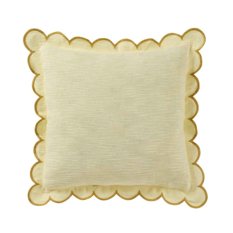 19" x 19" Yellow Scallop Flange Cotton-Rich Decorate Pillow | Walmart (US)