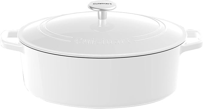 Cuisinart 7 Quart. Oval Cast Iron Casserole, Glossy White | Amazon (US)