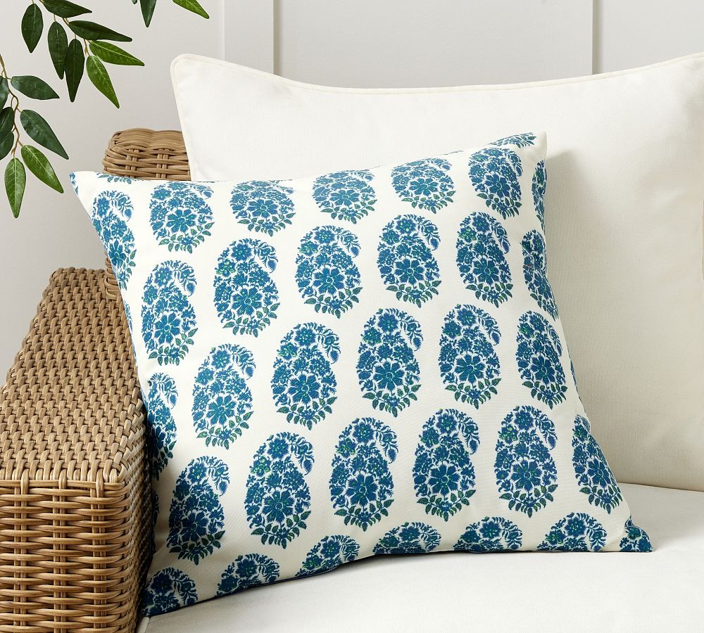 Daria Reversible Floral Bhotah Outdoor Pillow | Pottery Barn (US)