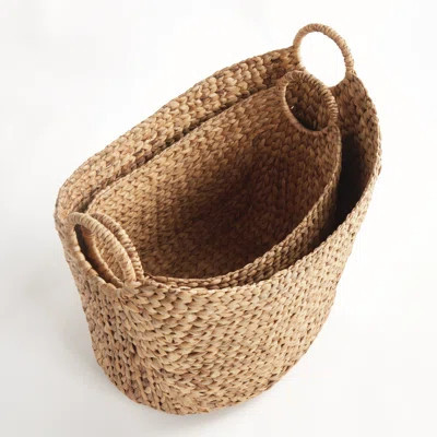 Tivara Woven Water Hyacinth Storage Baskets with Handles, Set of 2 | Wayfair North America