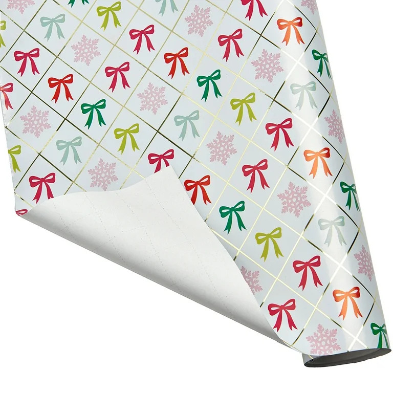 Multicolor Bows and Snowflakes Christmas Wrapping Paper, 85 sq ft, by Holiday Time | Walmart (US)