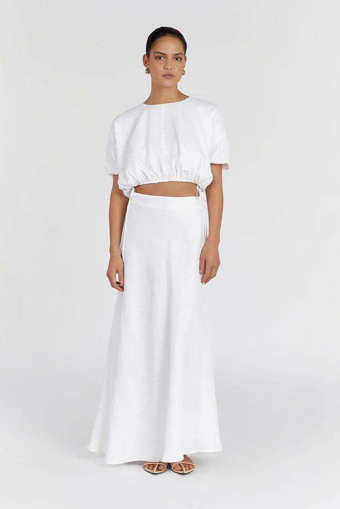 GEORGIA WHITE LINEN CROP TOP | DISSH