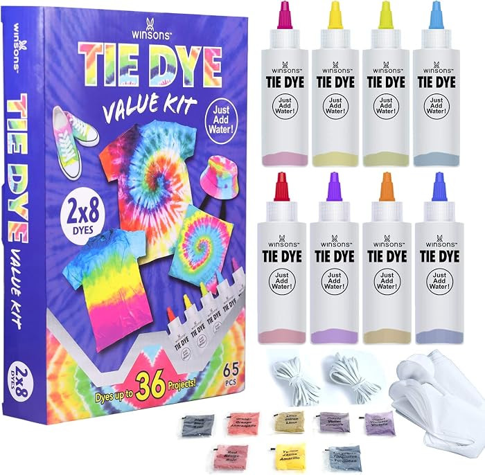 Tie Dye Kit, 8 Colours Non Toxic Permanent Fabric Dye Art Set for Kids Women for Homemade Party C... | Amazon (US)