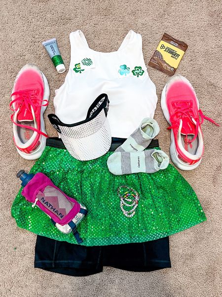 St. Patrick’s Day race day outfit featuring Sparkle Athletic skirt & visor, Nathan handheld water bottle and Brooks Glycerin running shoes!

#LTKSeasonal #LTKfindsunder100 #LTKfitness
