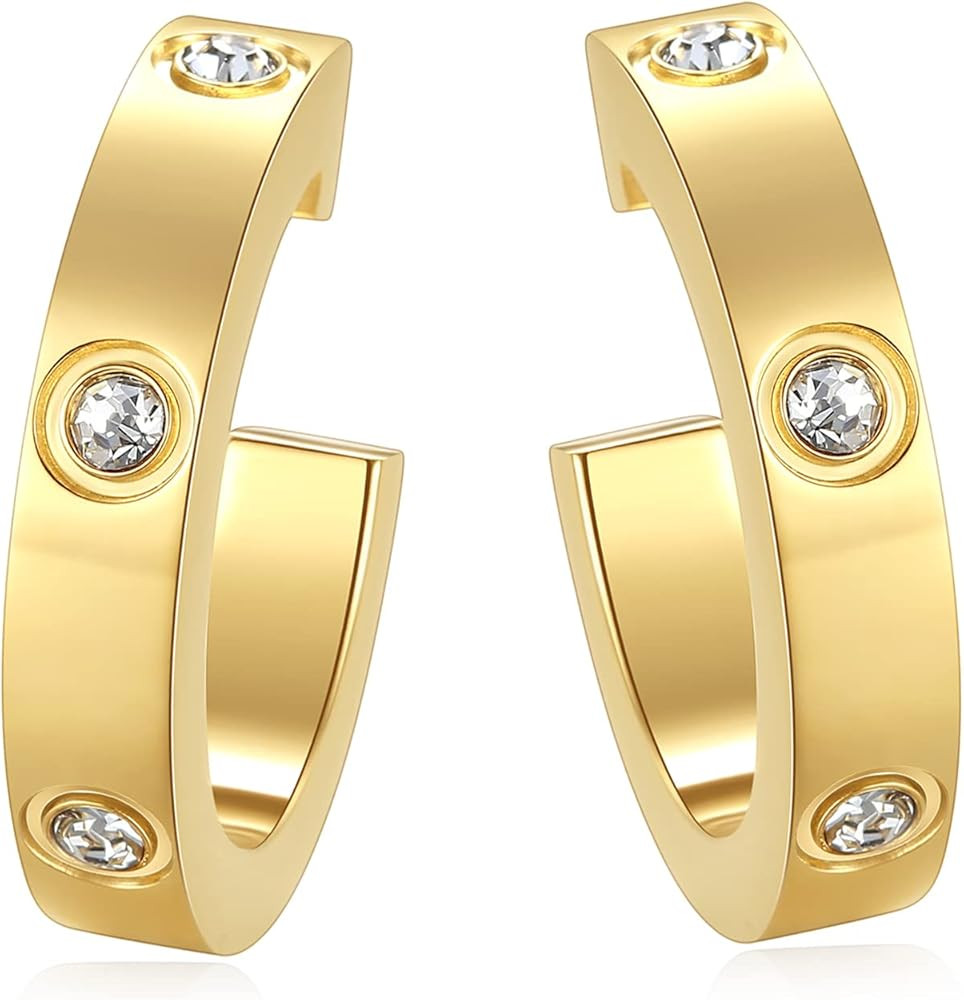 Chrishine Life Love Earrings Gifts for Women Hoop Earrings for Teen Girls Stainless Steel Earrings w | Amazon (US)