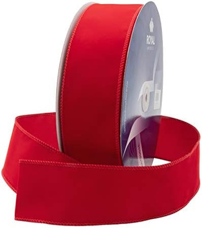 Royal Imports Wired Traditional Red Velvet Christmas Ribbon Waterproof with Red Edge 2.5 Inches (... | Amazon (US)
