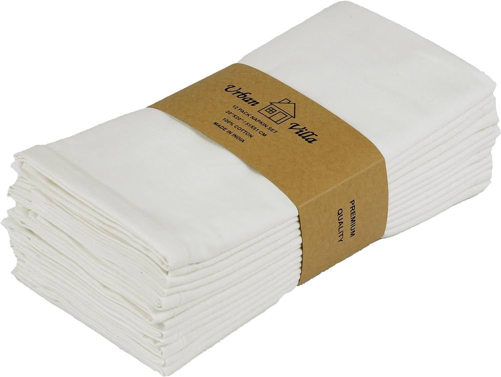 Urban Villa Harvest Dinner Napkins Solid Bone Color (20X20 Inches) 100% Cotton Slub Qualit Everyd... | Amazon (US)