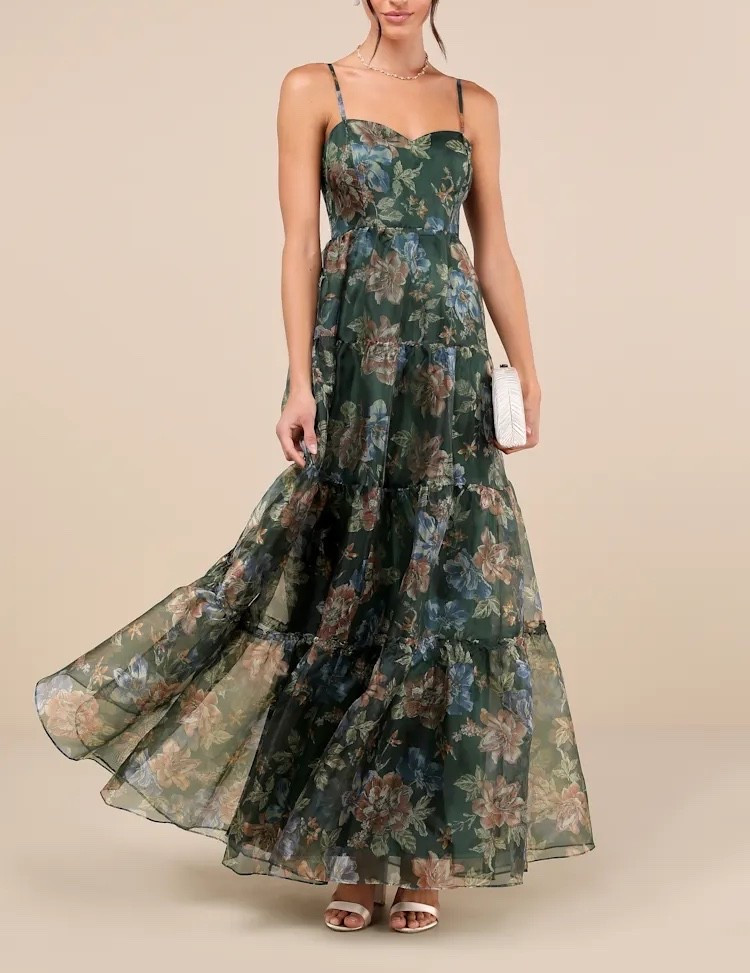This green floral organza tiered maxi dress combines airy movement with romantic floral detailing, creating a breathtaking statement look for weddings, garden parties, and elevated summer celebrations ✨🌿 Under $100.

Keywords:

* floral organza maxi dress
* tiered maxi dress
* green floral dress
* feminine occasion dress
* wedding guest maxi dress
* romantic formal dress
* elegant summer gown
* floral evening dress
* European summer outfit
* garden party dress
* destination wedding guest look
* sunset dinner outfit
* elevated feminine fashion
* vacation evening style

#LTKgrwm #LTKootd #LTKWedding