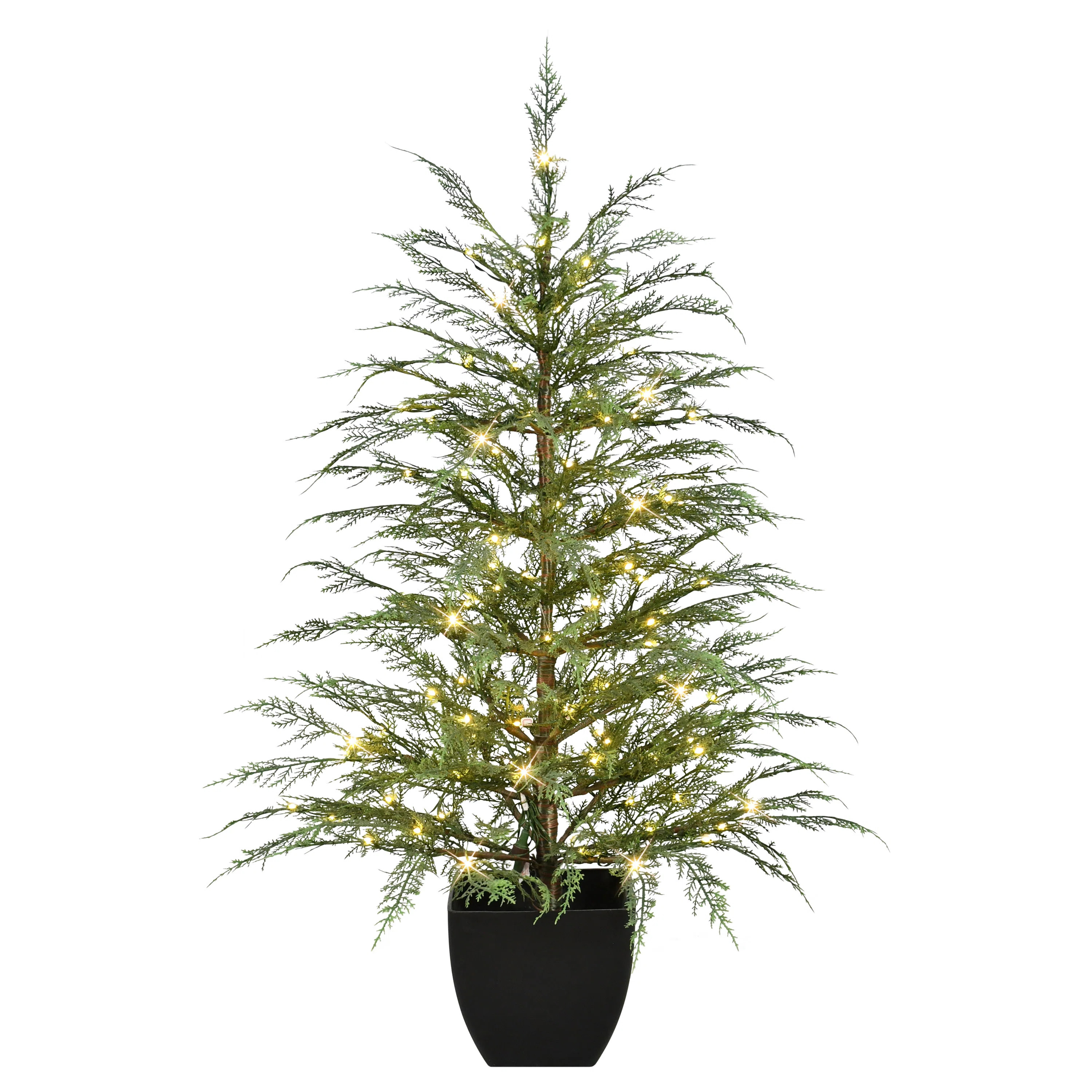 4 Ft. Pre-Lit Mountain Cedar Artificial Tree | Wayfair North America