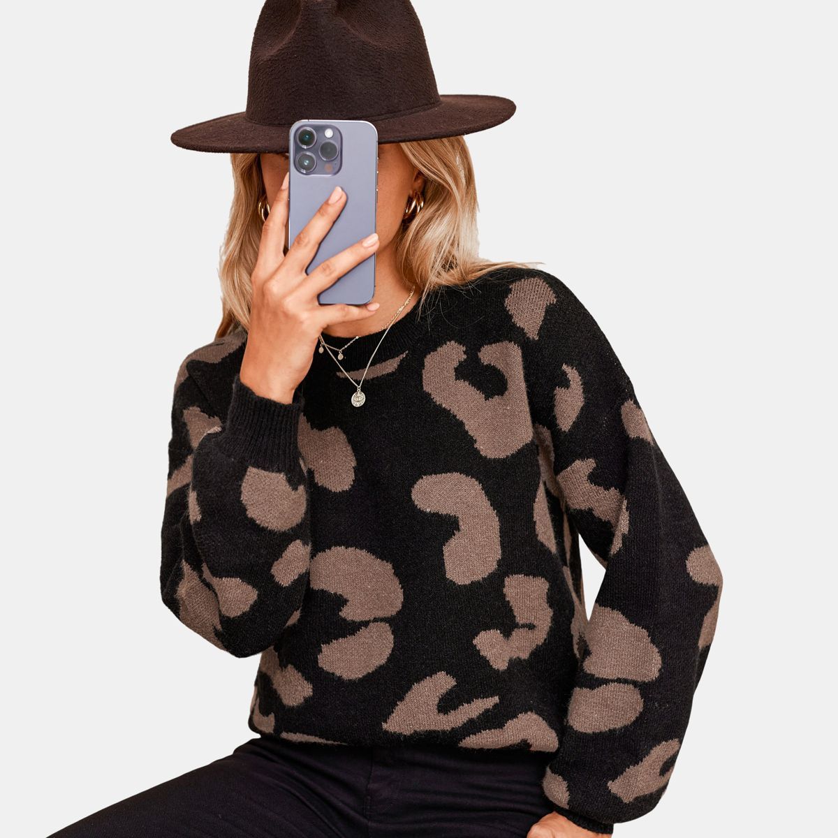Women's Leopard Print Drop Sleeve Sweater - Cupshe | Target