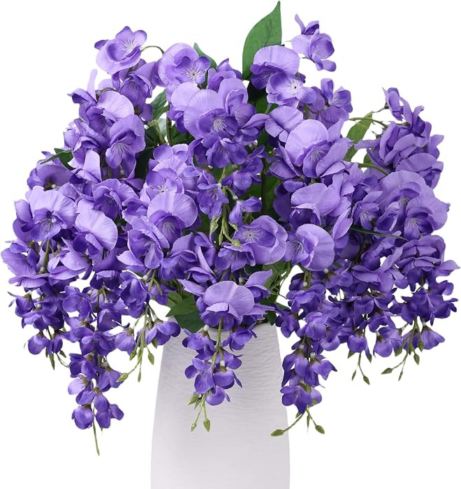 HyeFlora Wisteria Artificial Flowers for Indoor Decoration, 2Pcs Purple Fake Hanging Flowers for ... | Amazon (US)