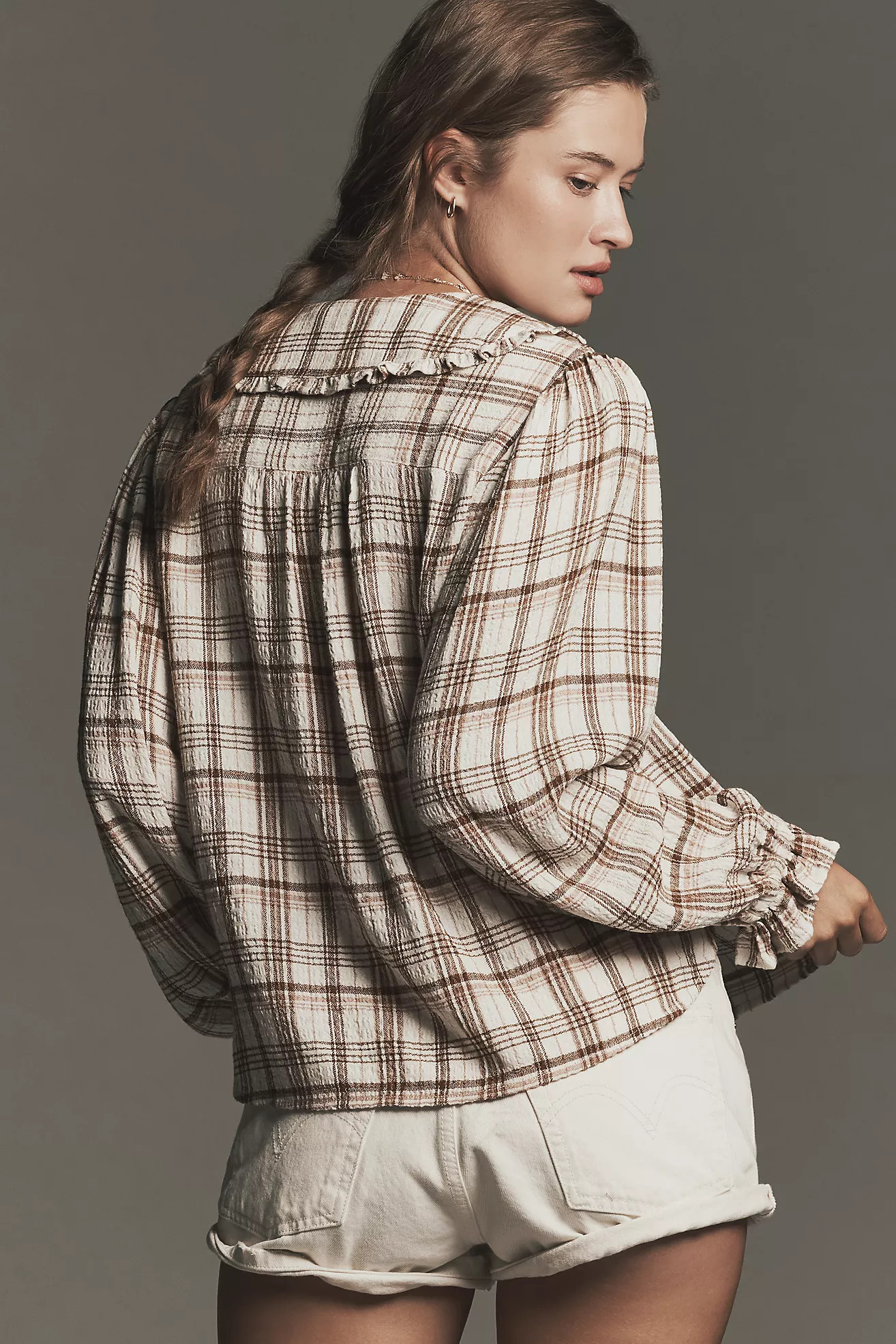 The Keira Long-Sleeve Plaid Blouse by Pilcro | Anthropologie (US)