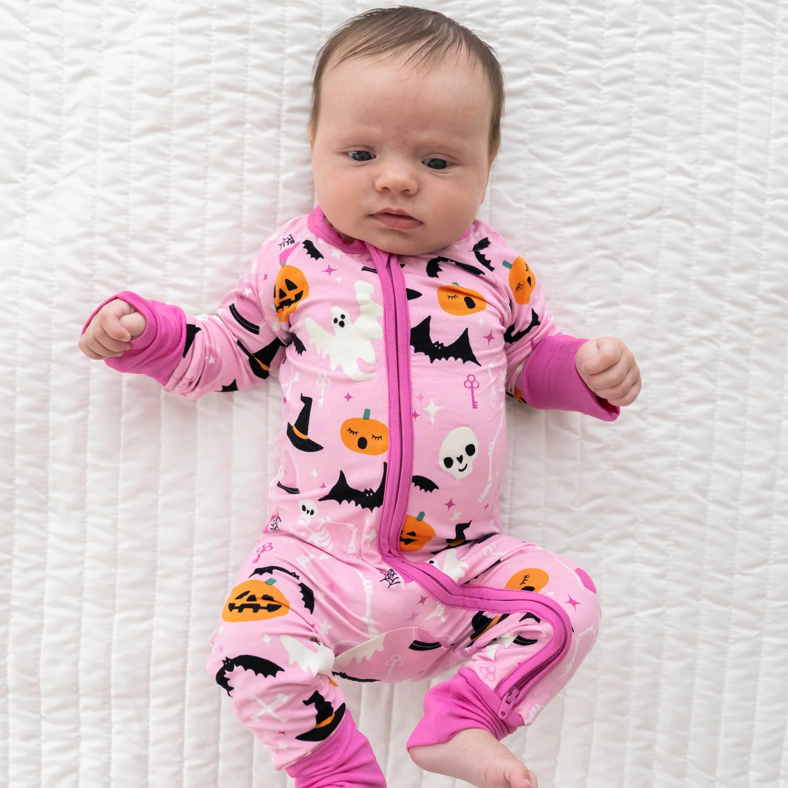 Baby Girls' Pink Halloween PJs, Glowing Ghouls Zippy 6-12 months | Little Sleepies | Little Sleepies